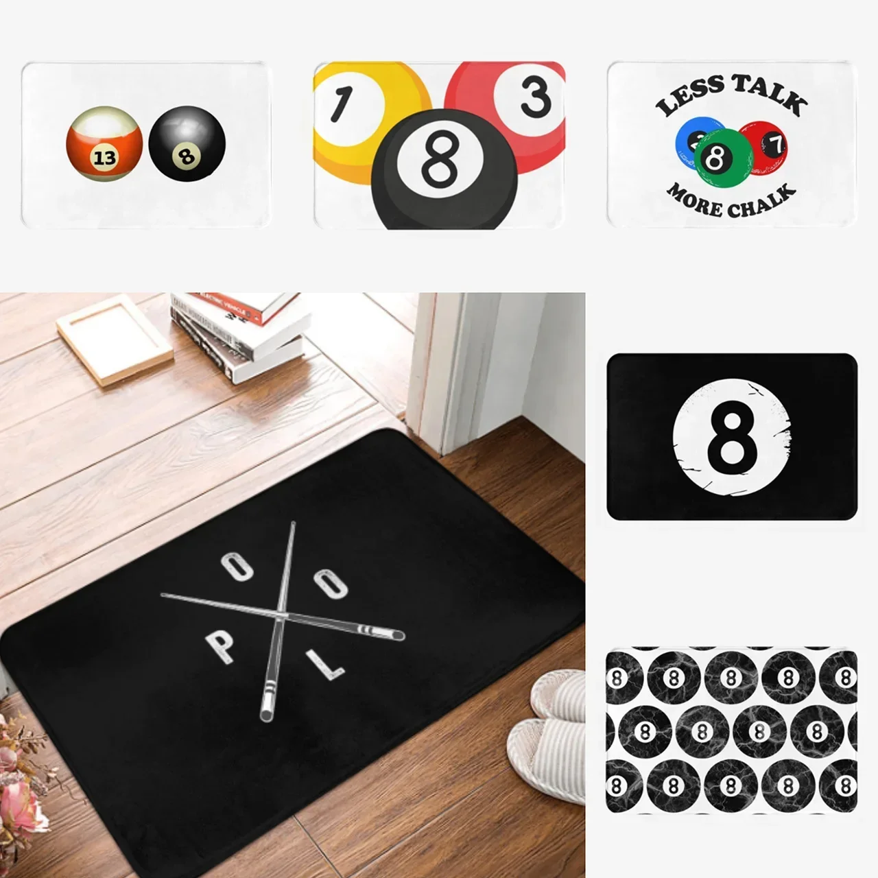 8 Ball Billiards Pool Eight-ball Doormat Rug Carpet Mat Footpad Polyester Non-slip Durable Entrance Kitchen Bedroom Balcony