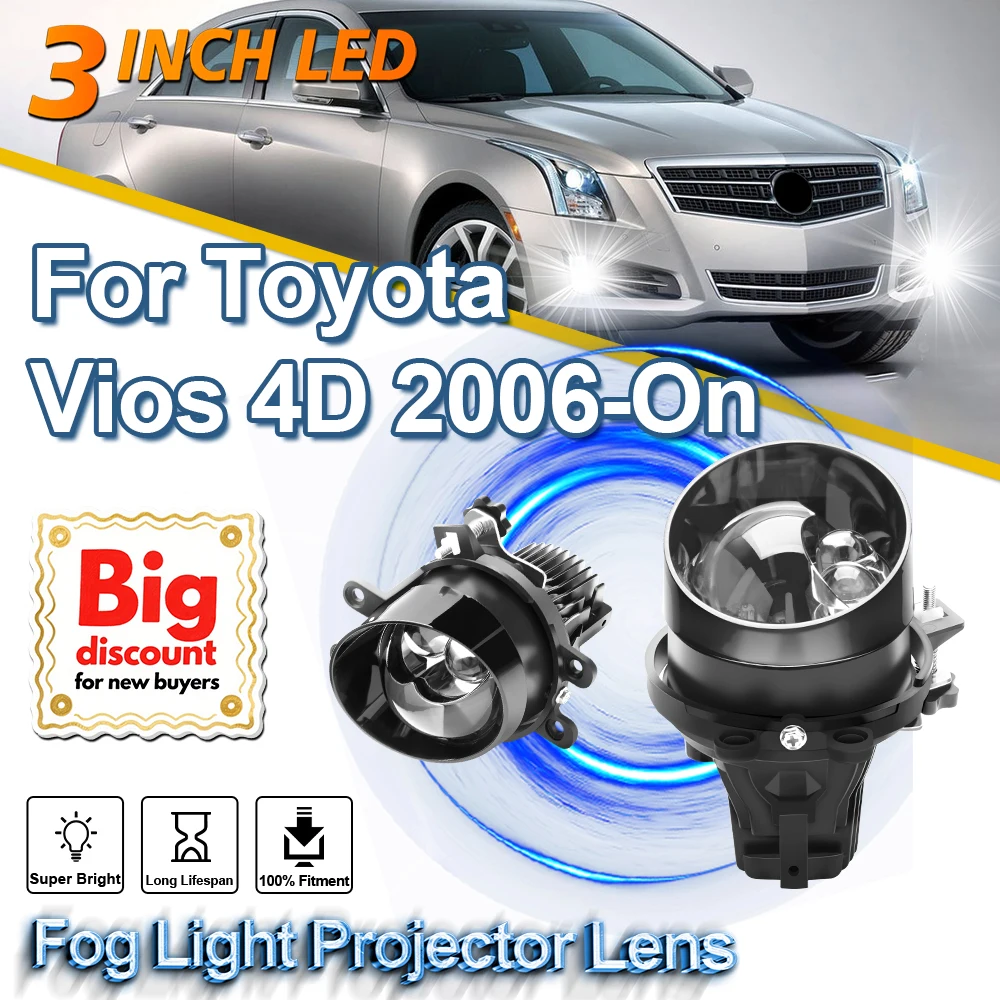 

ROADSUN 3.0 Inch LED Auto Fog Light Projector Lens Assembly Hi-lo Beam Fog Lamp Bulb Car Accessories For Toyota Vios 4D 2006-On