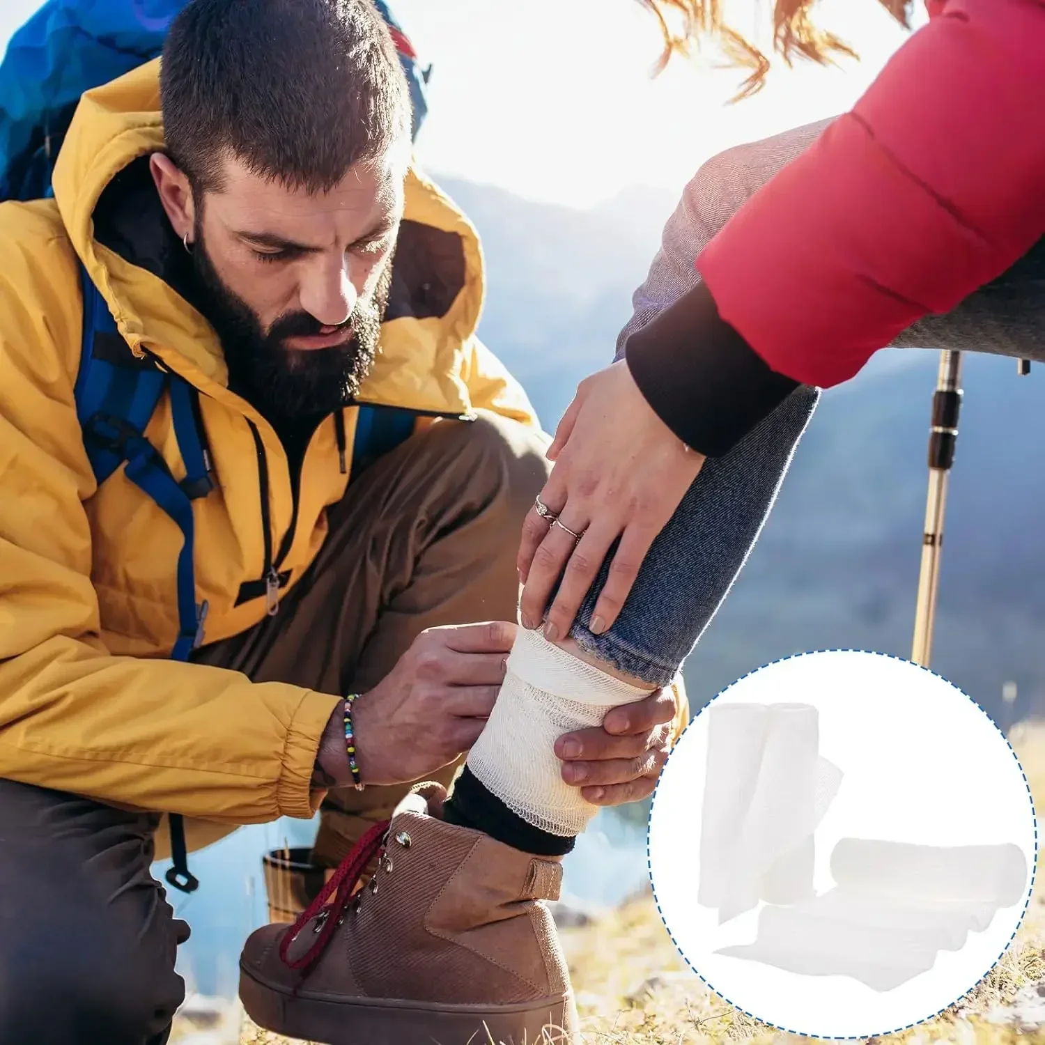 Vendaje elástico PBT para viaje en casa, botiquín de primeros auxilios transpirable, fijación de gasa de emergencia, vendaje para heridas para traumatismos, suministros para el cuidado