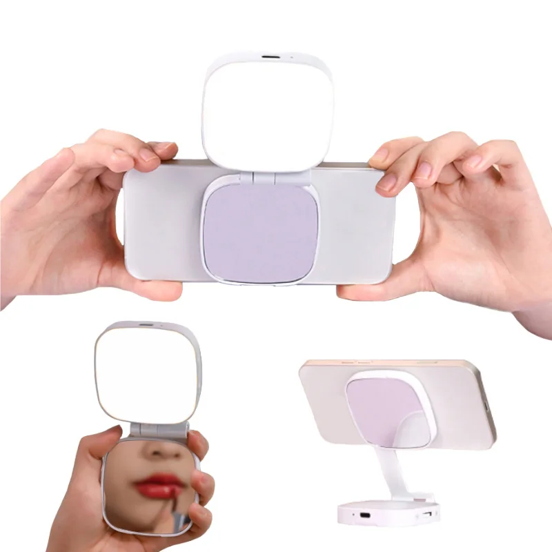 

M27 Fill Light Mini Portable Magnetic LED Pocket Fill Light Phone Holder Mirror for Mobile Phone Selfie Live Video