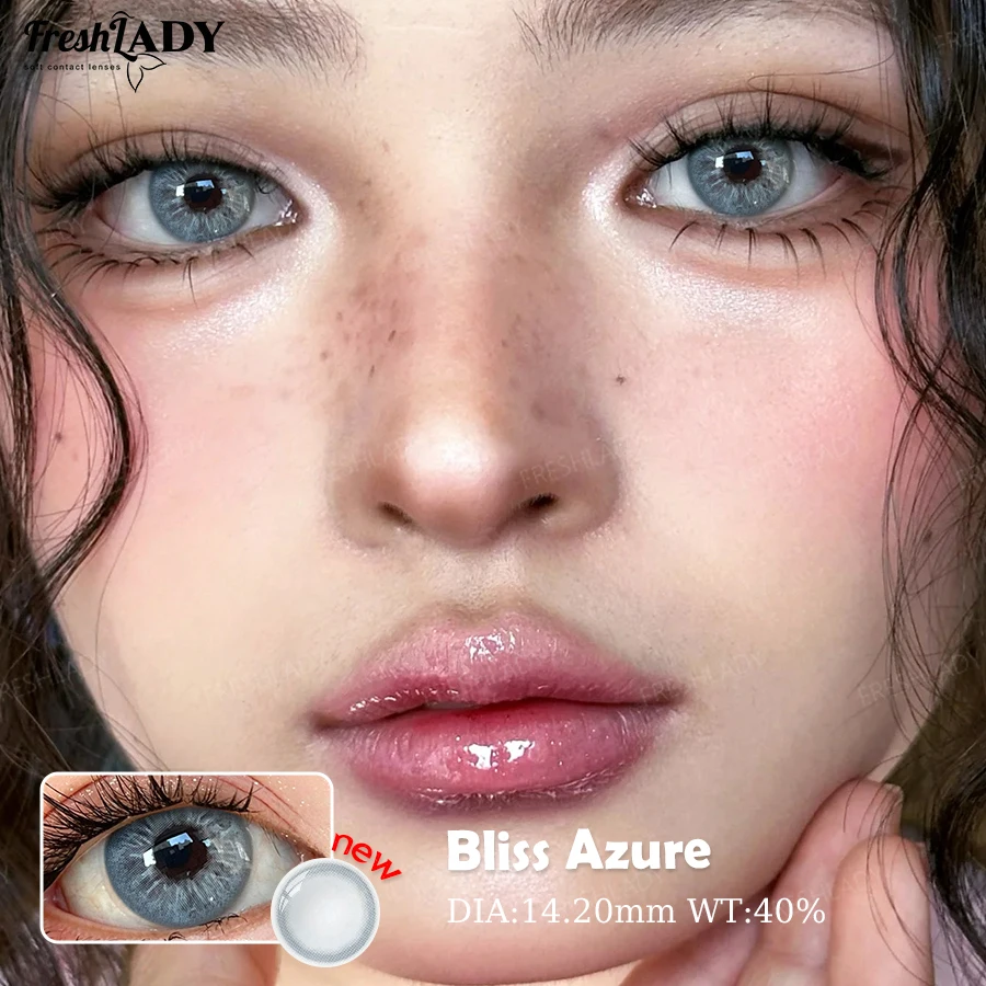 FreshLady 1 Paar grüne Kontaktlinsen für graue Augen, natürliche blaue Augen, Kontaktlinsen, Augen-Make-up, Schönheit, 14,20 mm, Jahreslinsen – Detail 5