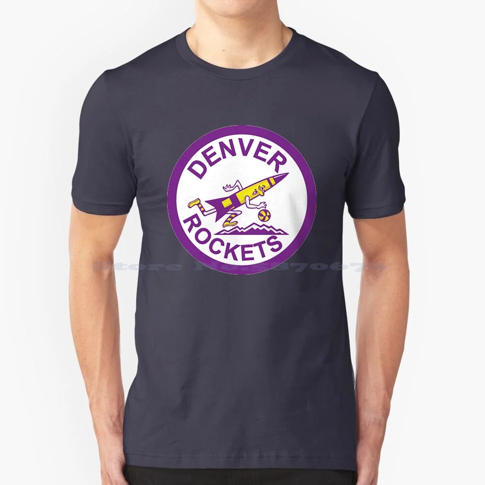 Denver Rockets Vintage Basketball Logo Aba T Shirt 100% Cotton Tee Denver Rockets Colorado Aba American Basketball 60s 70s