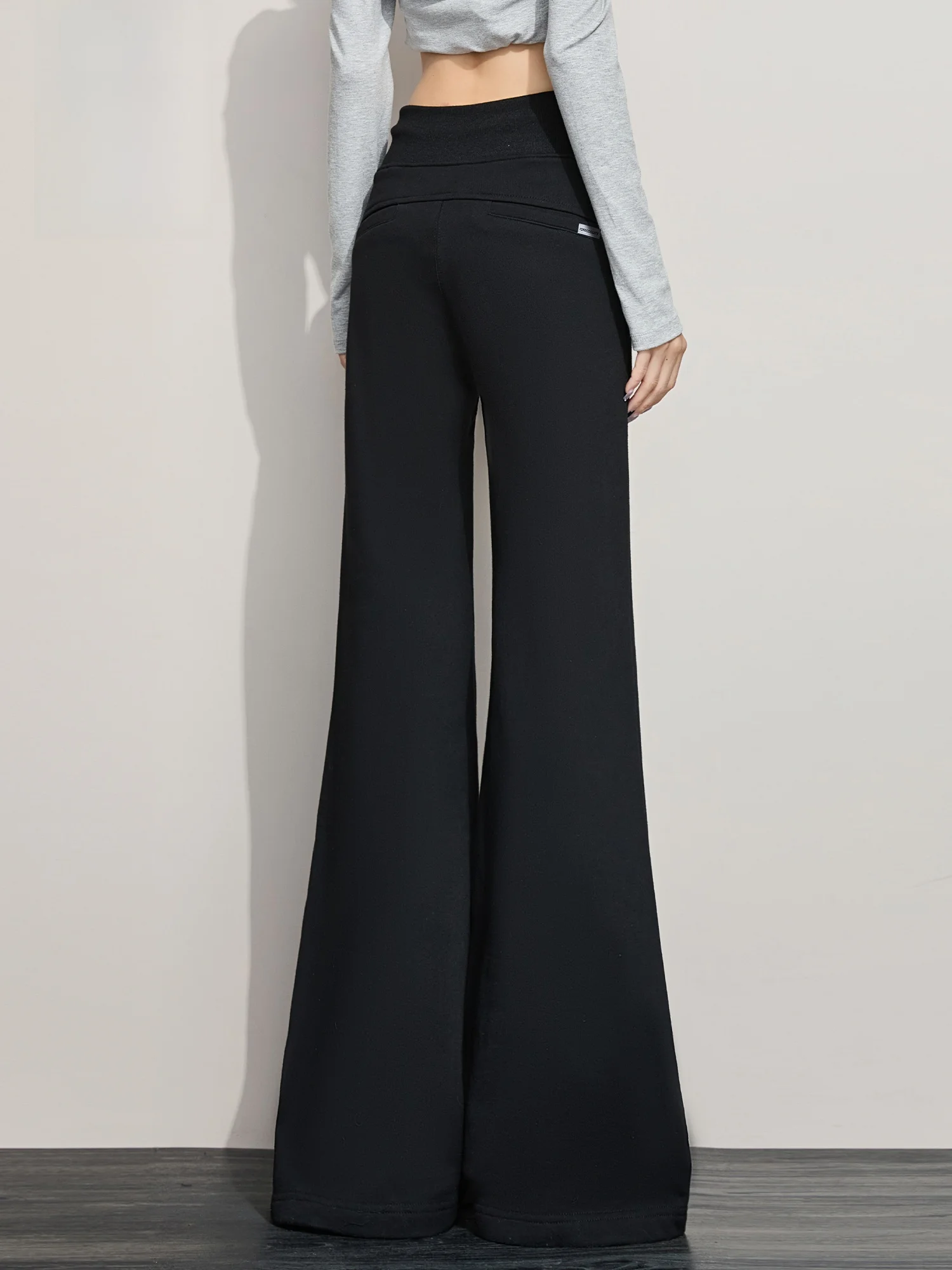 

American Sle High Waist Yoga Pants Women's Casual Slimming Bla Micro Flared Hoof Pants Spor Chic Trousers