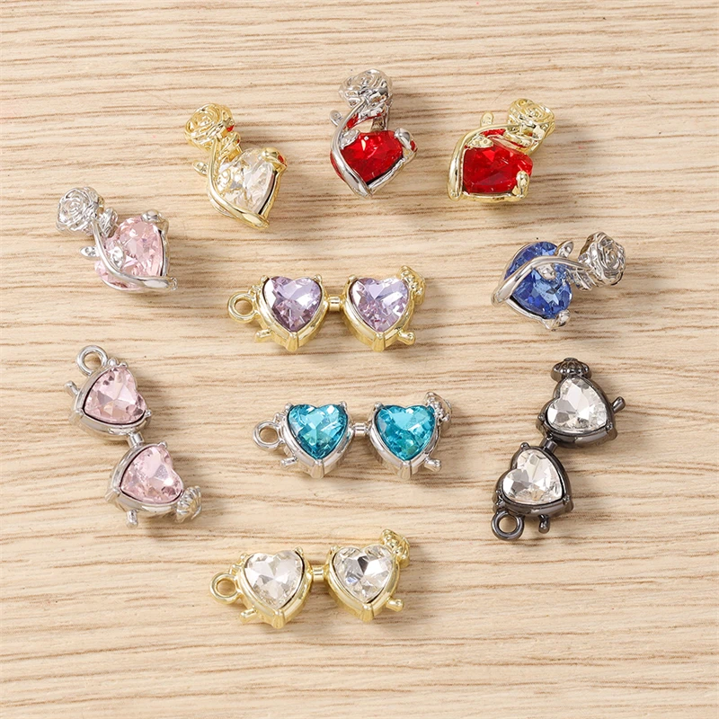 5 Stück niedliche, bunte Mini-Sonnenbrillen-Anhänger in Form von Kristallherzen für die Schmuckherstellung, zum Basteln von Halsketten, Ohrringen und anderen DIY-Accessoires. – Detail 3