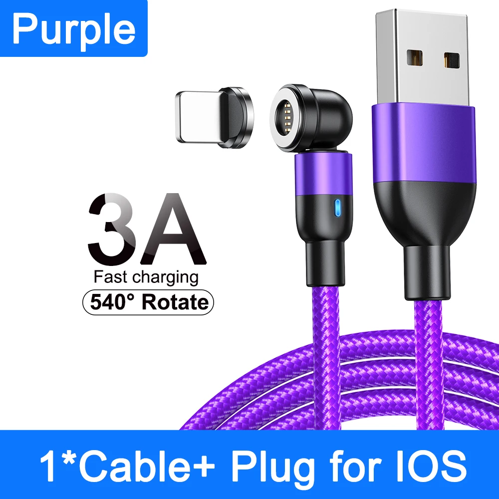 AUFU 540 Drehbares Magnetisches Kabel Schnellladekabel Typ C für iPhone 16 POCO Redmi Xiaomi Magnet-Ladegerät Datenkabel Micro-USB-Kabel