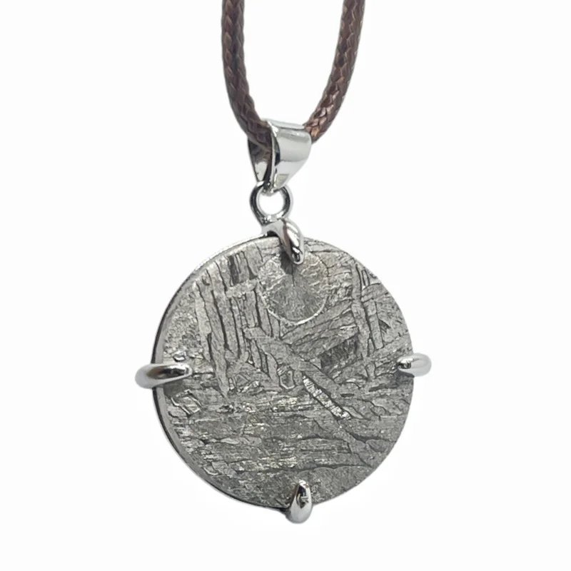 Nickel Plated Muonionalusta Meteorite Pendant Natural Iron Meteorite Pendant Meteorite Slice Series - LK375