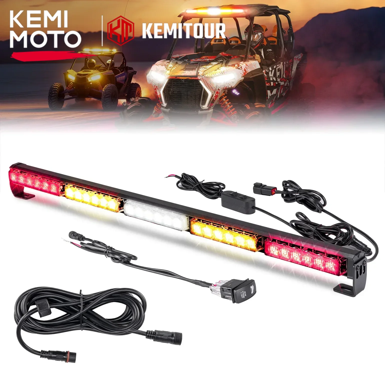 

KEMIMOTO 30-дюймовый UTV Chase Light Bar Тормозной указатель поворота заднего хода, совместимый с 2025 2024 2023-1998 Polaris RZR PRO XP 1000