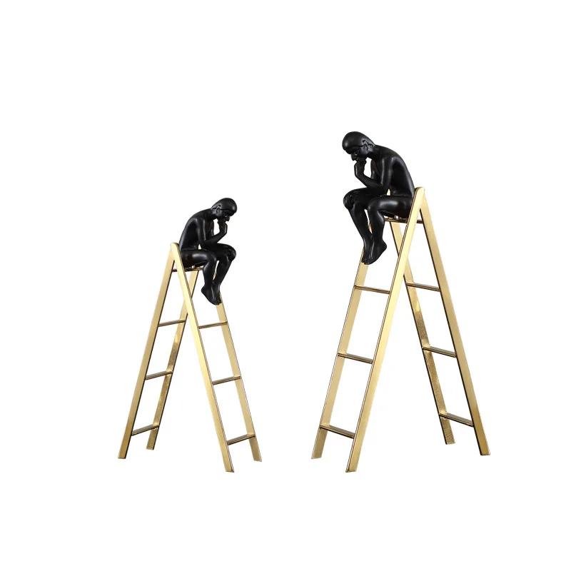Light Luxury Home Furnishing Resin Metal Ornament Creative Bedroom Stairs Characters Office Decoration Crafts