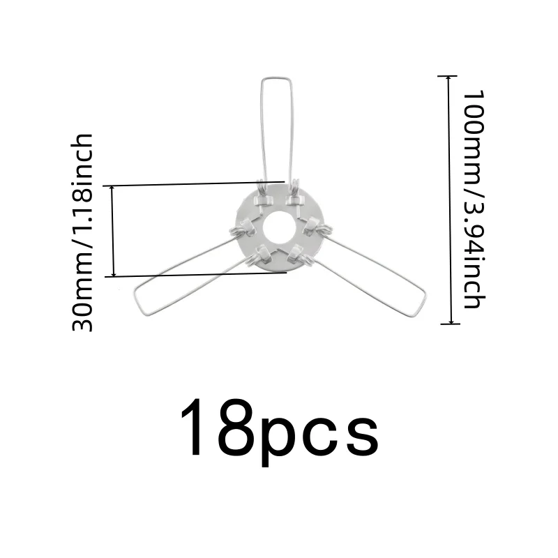 3-Fork Stable Design 100mm-Fork Lamp Spring Clips, 18 pcs, Home Lighting Installation, Multipurpose Versatile Durable