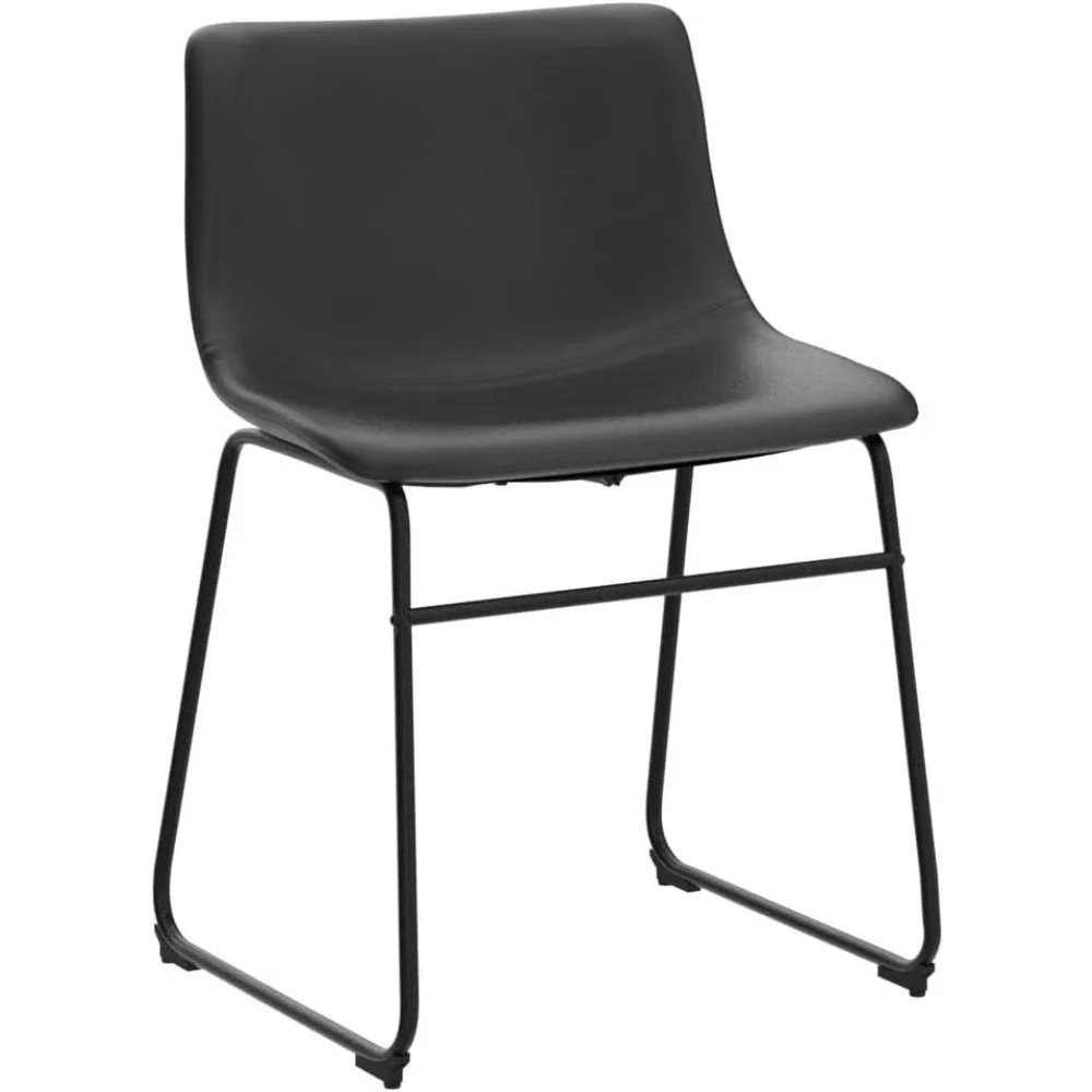 مجموعة مقاعد بار مقاس 18 بوصة مكونة من 2، مقاعد بارتفاع مضاد مع ظهر، جلد PU حديث مع ساق معدنية ومسند للقدمين (أسود)