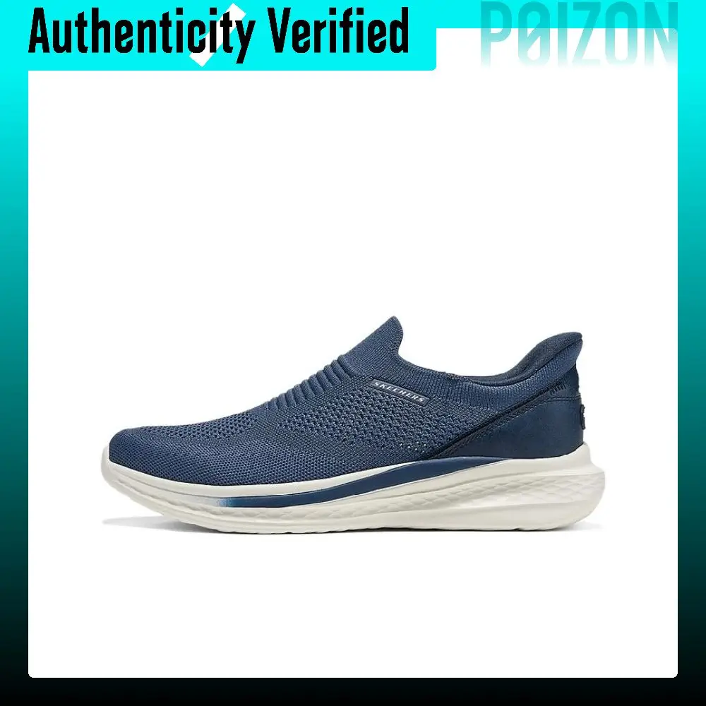Skechers SLADE Breathable Support Rebound Low top Walking Shoes Men's Marine Blue 211375-NVY