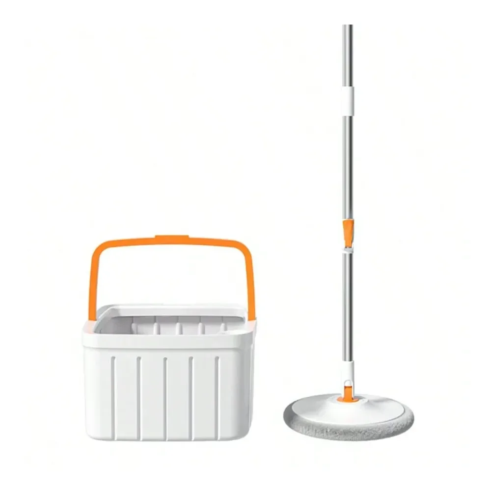 

Mop Bucket System Dual Compartment Design For Clean Dirty Water, 360 Swivel Mop Head, BuiltIn Scrubbing Brush, Stainless Steel
