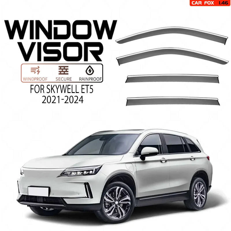 

For Skywell ET5 2021-2024 Window Visor Vent Shades Sun Rain Deflector Guard 4PCS/SET For Skywell ET5 2021-2024
