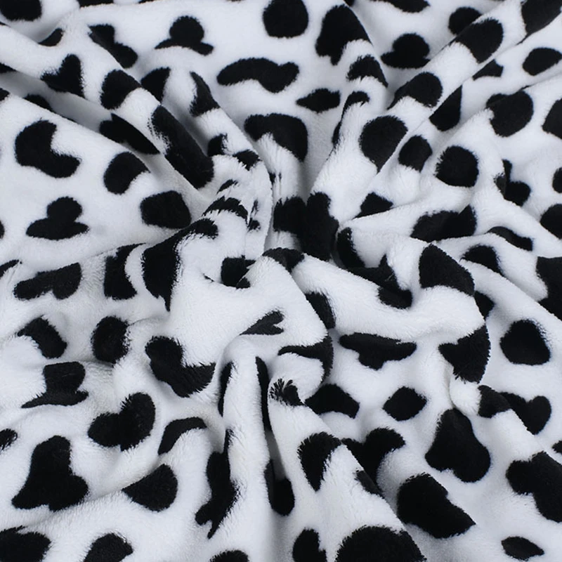 160CM Wide Double-sided Flannel Cow Print Velvet Small Cow Coral Fleece Home Clothes Pajamas Bathrobe Fabric Blanket Cloth