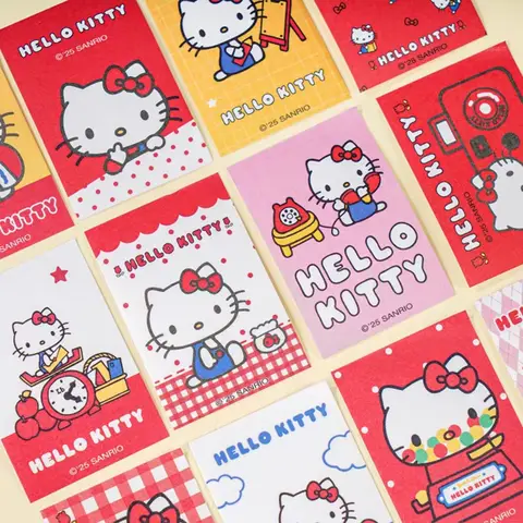 Orijinal Sanrio Hello Kitty Mini Cep Çıkartma Kitabı Karikatür Kt Kedi Dekor Çıkartması Defterler İçin Sınıf Ödülleri Vurgulama