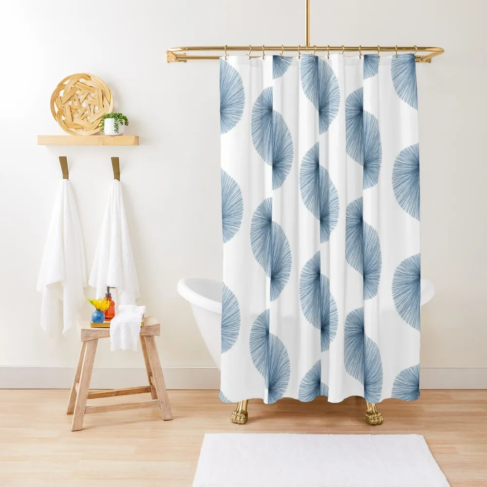 

Mid Century Style Modern Geometric Abstract in Indigo Blue Shower Curtain Window Waterproof Bath And Anti-Mold Curtain