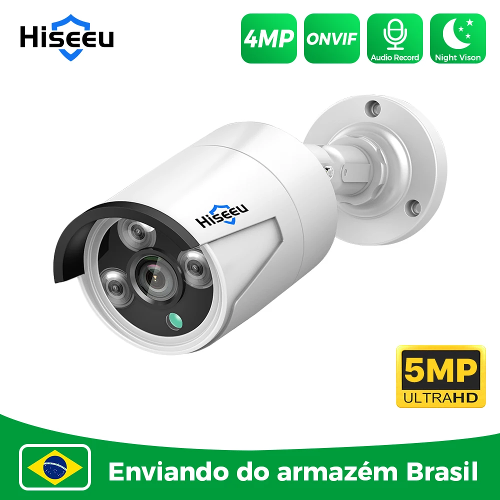 

Hiseeu 4MP 5MP POE IP Camera Night Vision Home Waterproof H.265 Surveillance Bullet Cameras Audio Record XMEye CCTV Cams ONVIF