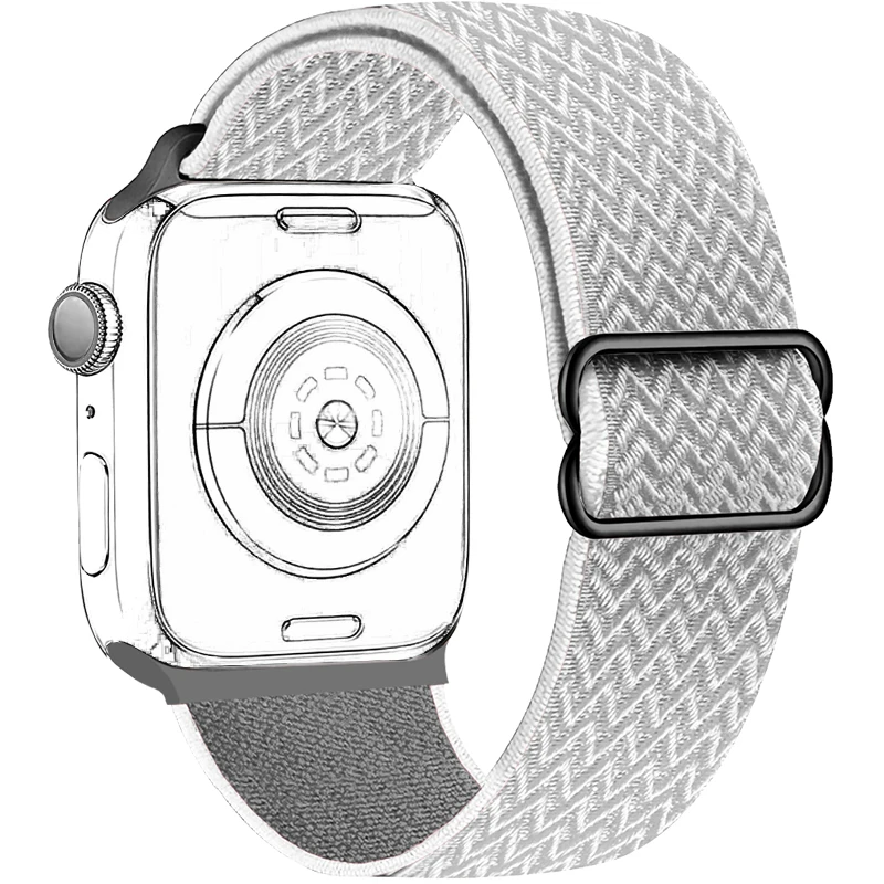 Nylon Stretch Braided Solo Loop Compatible with Apple Watch 38mm 40mm 42mm, Adjustable Elastic Woven Band ，Women&Men, S8 S9 S10
