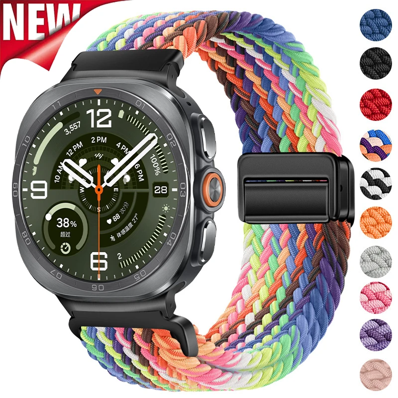 Магнитный нейлоновый ремешок для Samsung Galaxy Watch Ultra 2 2026 47 мм, плетеный браслет для Galaxy Watch Ultra 2025.