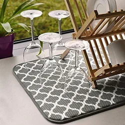 Microfiber Dish Drying Mat Absorbent Dishes Drainer 18in X 16in Insulation Pads Non Slip Tableware Table Placemat For Kitchen