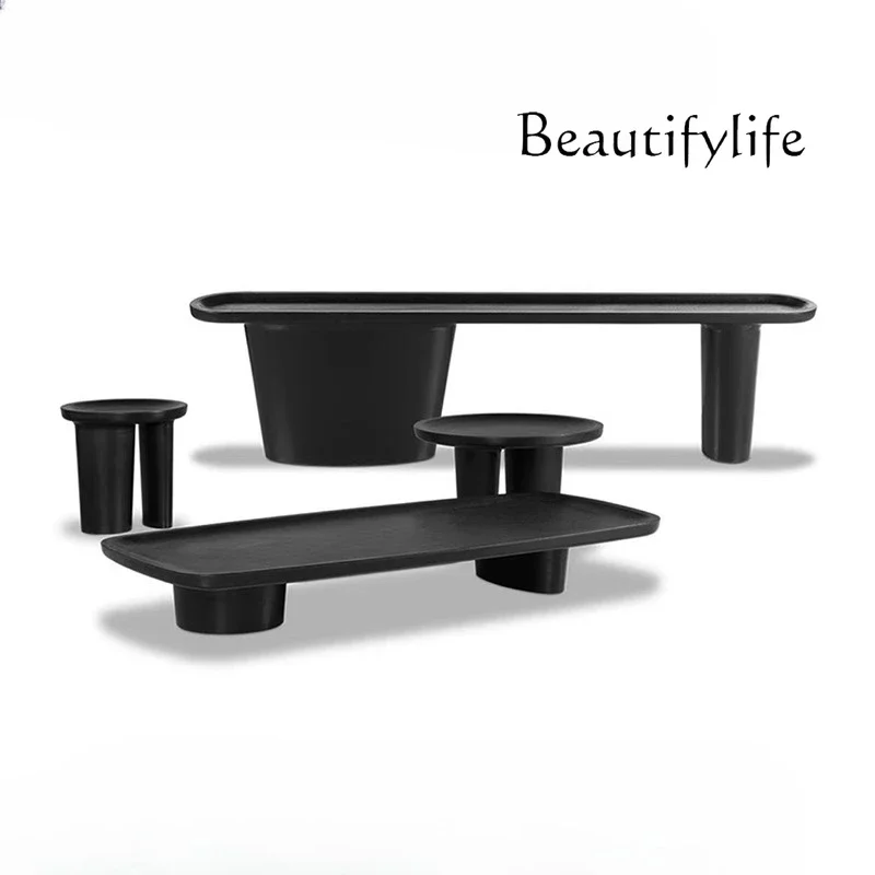 XX Nordic Modern Designer Creative Living Room Solid Wood All-matte Steel Carbon Paint Round Coffee Table Coffee Table