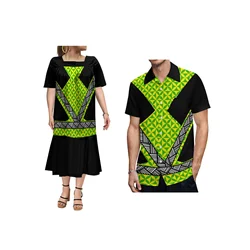 Polynesian Custom Printed Couples Set MUMU Samoan Women's Dress Comfortable And Breathable Beach Men's Shirt
