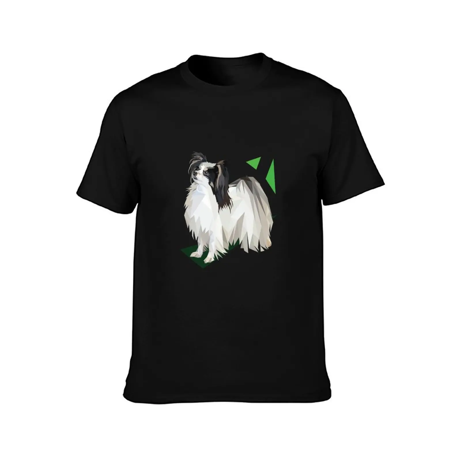 Papillon Dog Illustration T-Shirt Trendy Casual Short Sleeve Shirt T-Shirt