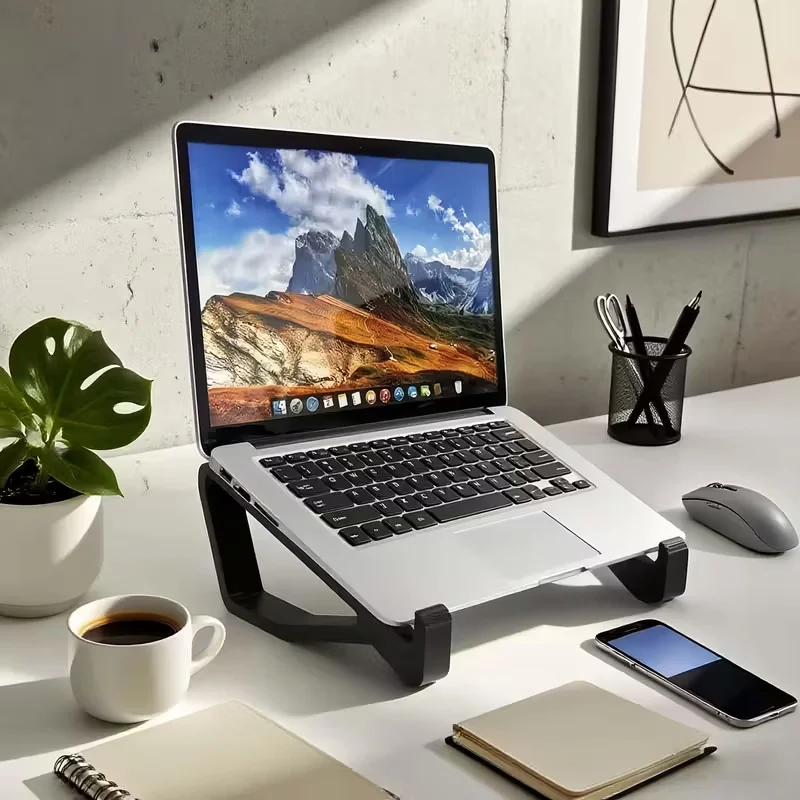Ergonomic adjustable laptop stand with tilt and height adjustment - portable for MacBook, PC, minimalist design