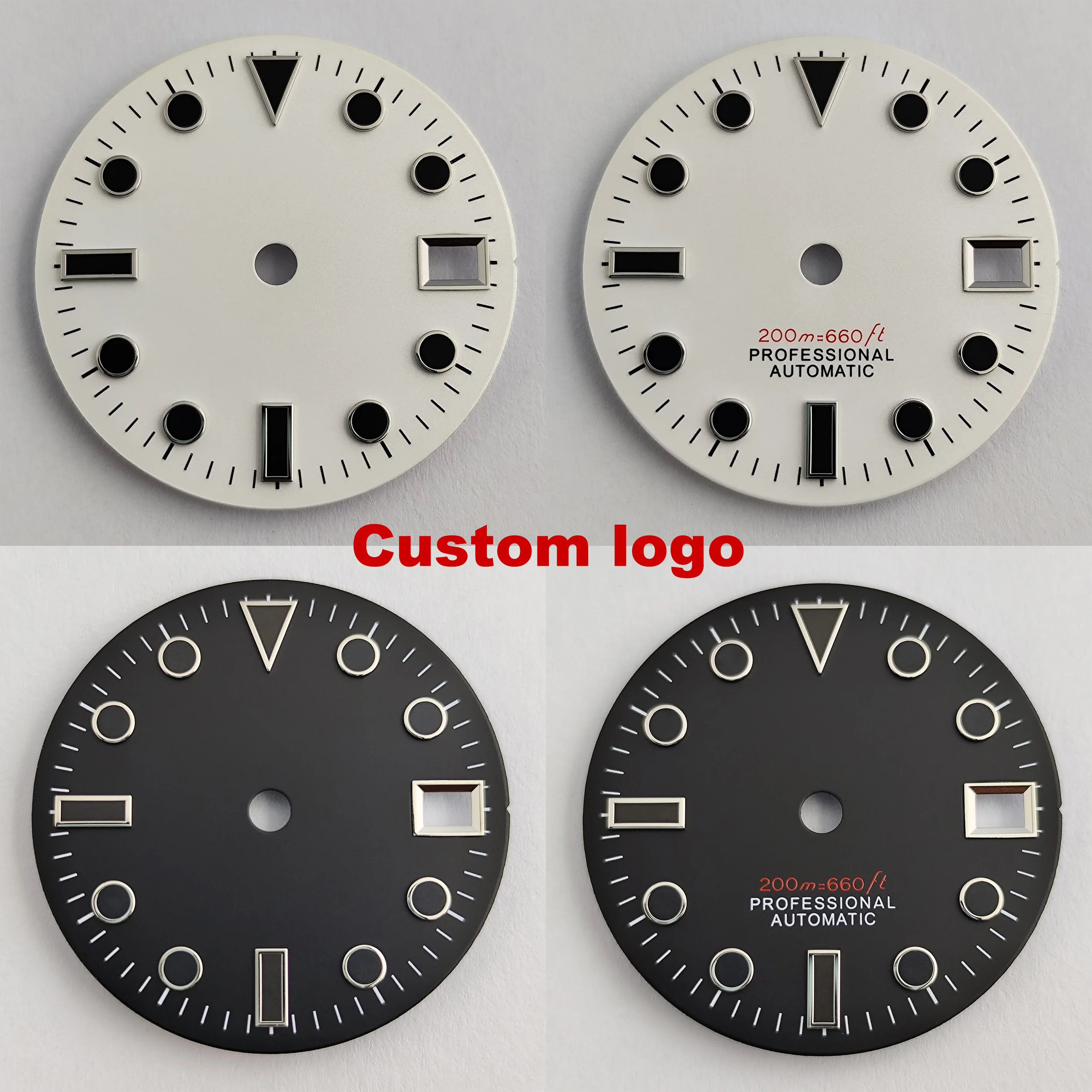 28.5mm dial NH35 watch dial  black white dial suitable for NH35 movement case custom logo accessories