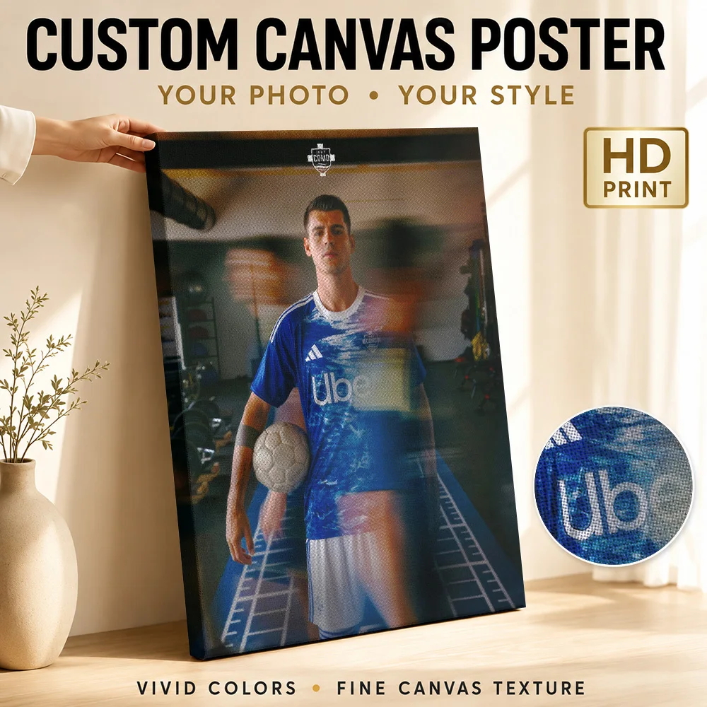 Soccer Player in Gym Framed Canvas Poster Personalized Sports Portrait Wall Art for Man Cave Decor Ready to Hang Gift for Fans