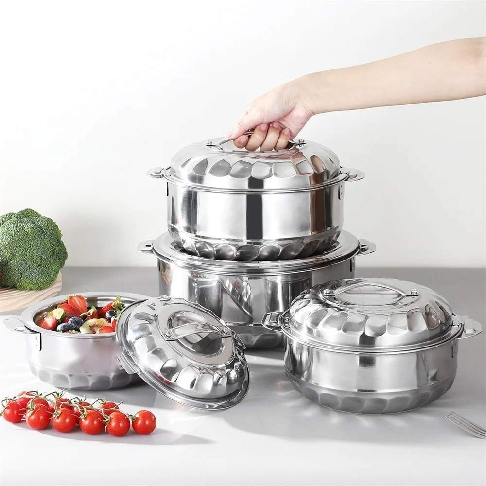 

Stainless steel covered buckle pot set, household fresh-keeping storage bowl, kitchen multi size sealed soup pot set