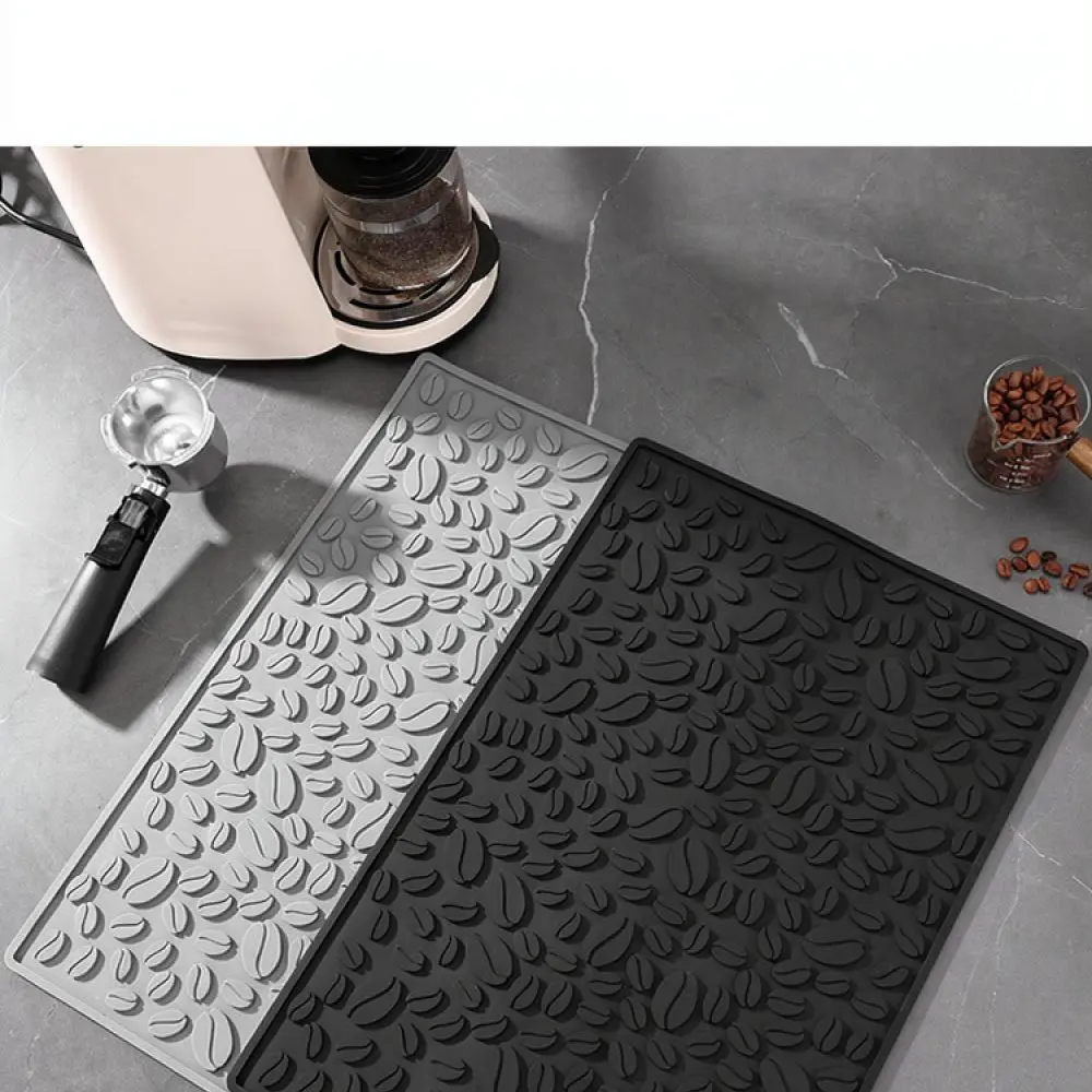 Large Silicone Bar Drying Mat Anti Slip Drain Pad Coffee Station Tray Kitchen Tableware Protector Heat Resistant Pad Gray