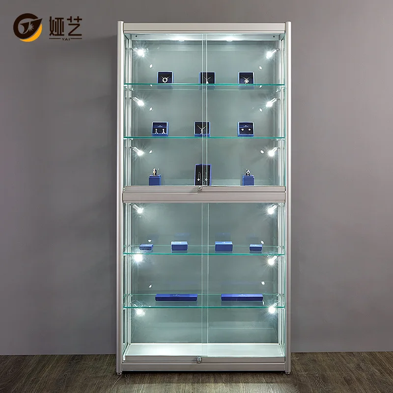 Custom, Luxe Horloge Display Vitrine Kast Met Led Licht Voor Gouden Horloge