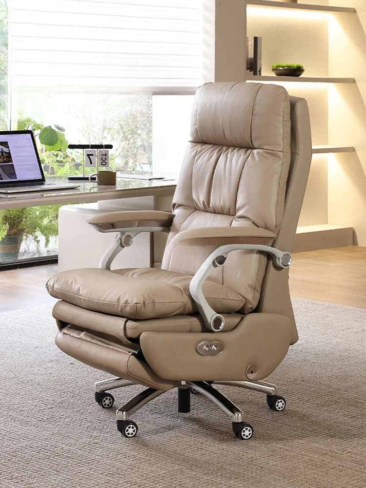 

Genuine Leather Executive Chair Office Comfortable Long-Sitting Large Class Reclining Nap Home Study Office Chair