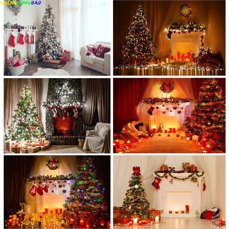 

Vinyl Custom Christmas Indoor Theme Photography Background Christmas tree Children Backdrops For Photo Studio Props 21523 DYH-01
