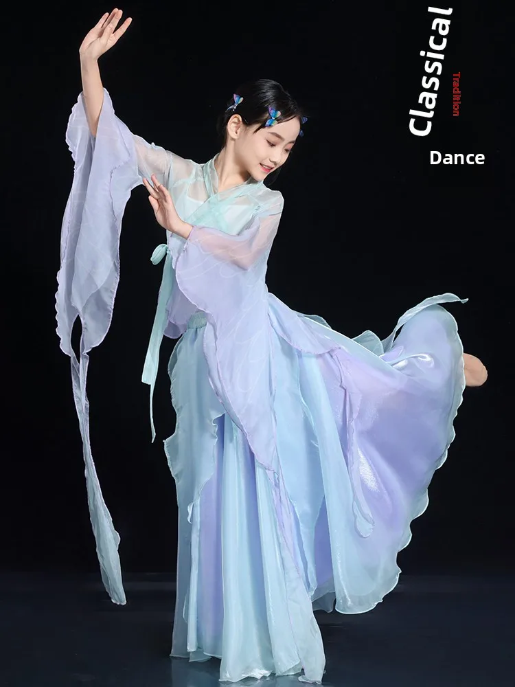 

Ele Dance Performance Costume for Girls Fairy Aosphere Flowing Robe Practice Suit Traditional Chinese Hanfu Dancewear