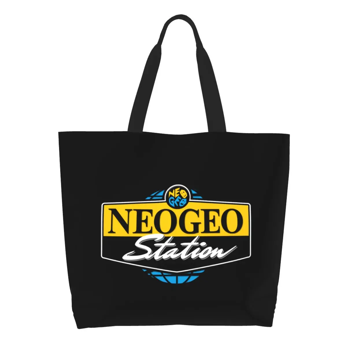 

Custom Reusable Neo Geo Station Play Game Shopping Bag Women Canvas Shoulder Tote Bag Portable Grocery Shopper Bags