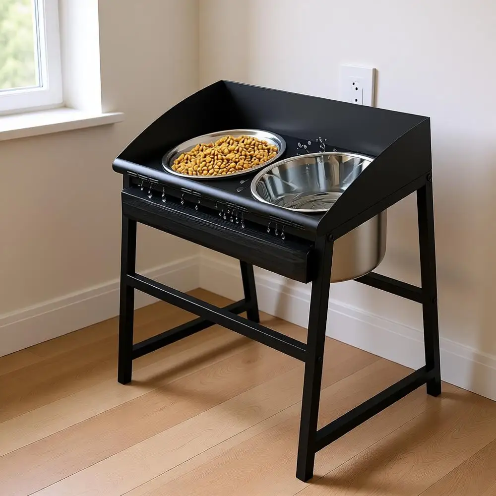 

Набор из 15 высоких мисок для собак с подставкой, полностью металлический, непроливаемый, для использования в помещении и на улице