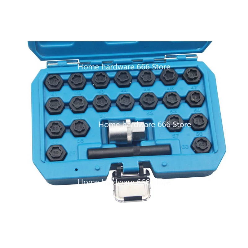 

22Pc Wheel Locking Nut Key Socket Sets For 1 3 5 6 & 7 Series 1/2" Drive Key Socket 041-060 Wheel Anti-Theft Screws Remover