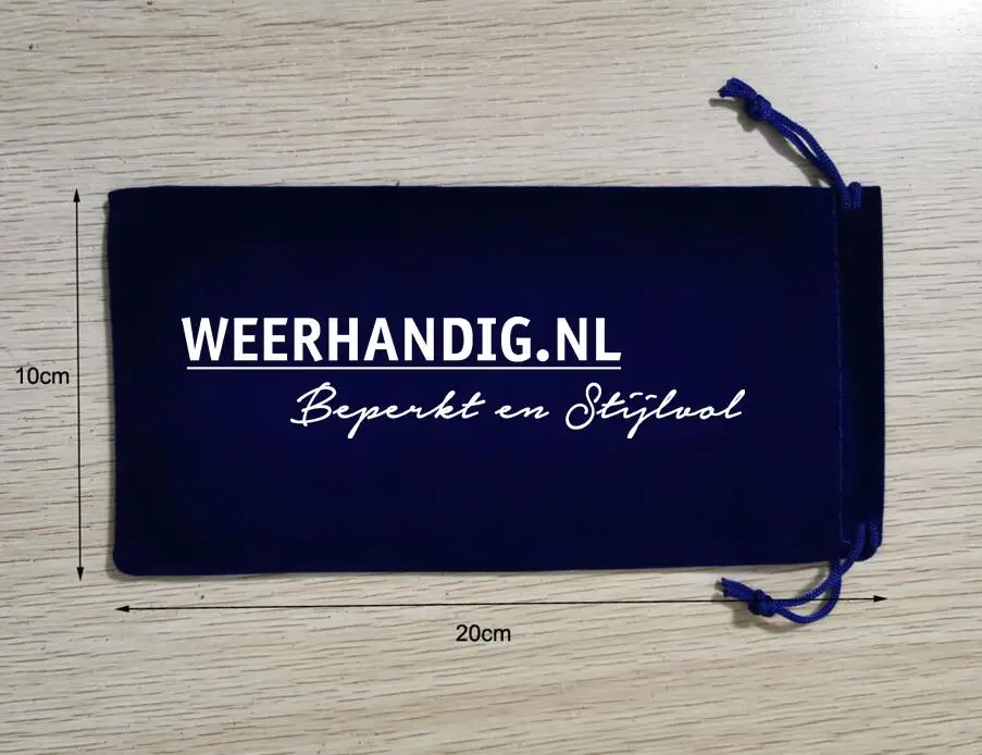 

200 PCS Custom Logo 10x20cm Blue Velvet Bags Drawstring Pouches Printed With White Logo