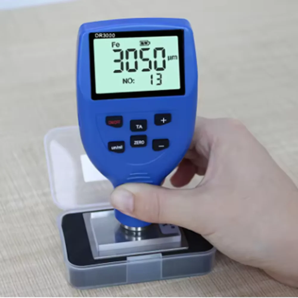  LCD Screen Car Paint Film Thickness Gauge Paint Coating Thickness Tester ﻿ 0-3000μm 0.1μm Fe NFe Probe Gauge