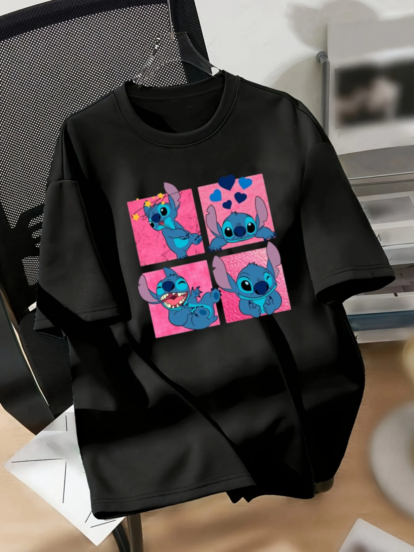 

Stitch Graphic Print T-Shirt Men Women Fashion Short Sleeve Cotton Tee Anime Cartoon Disney Stitch Y2k Tops Summer Men's T-Shirt