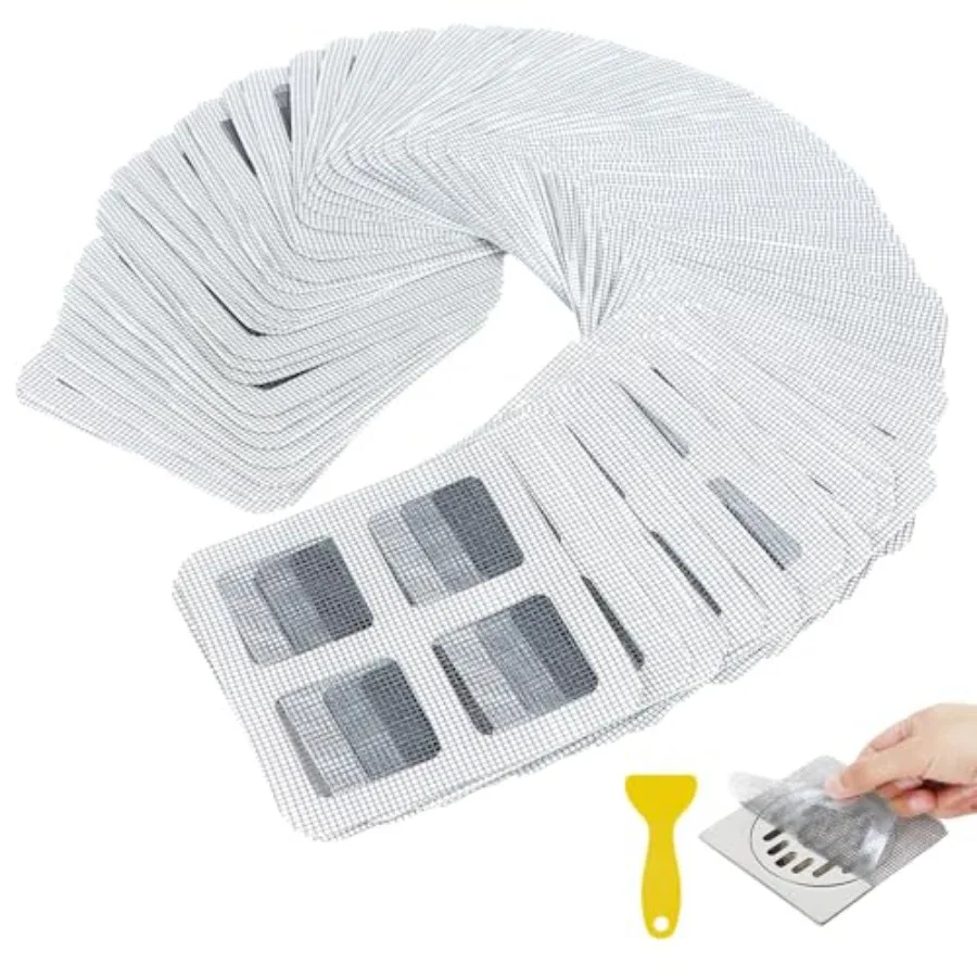 

80PCS 4"x4" Disposable Hair Drain Stickers, Anti-Blocking Filter Screen Self-Adhesive Mesh Drain Covers for Bathroom, Bathtub,