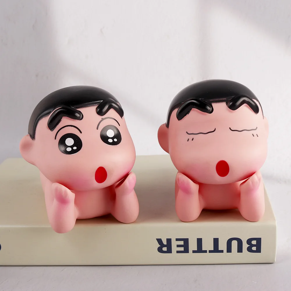 クレヨンしんちゃんアニメフィギュア漫画かわいい電話ホルダーデスクトップ装飾品モデル PVC コレクション像誕生日おもちゃギフト