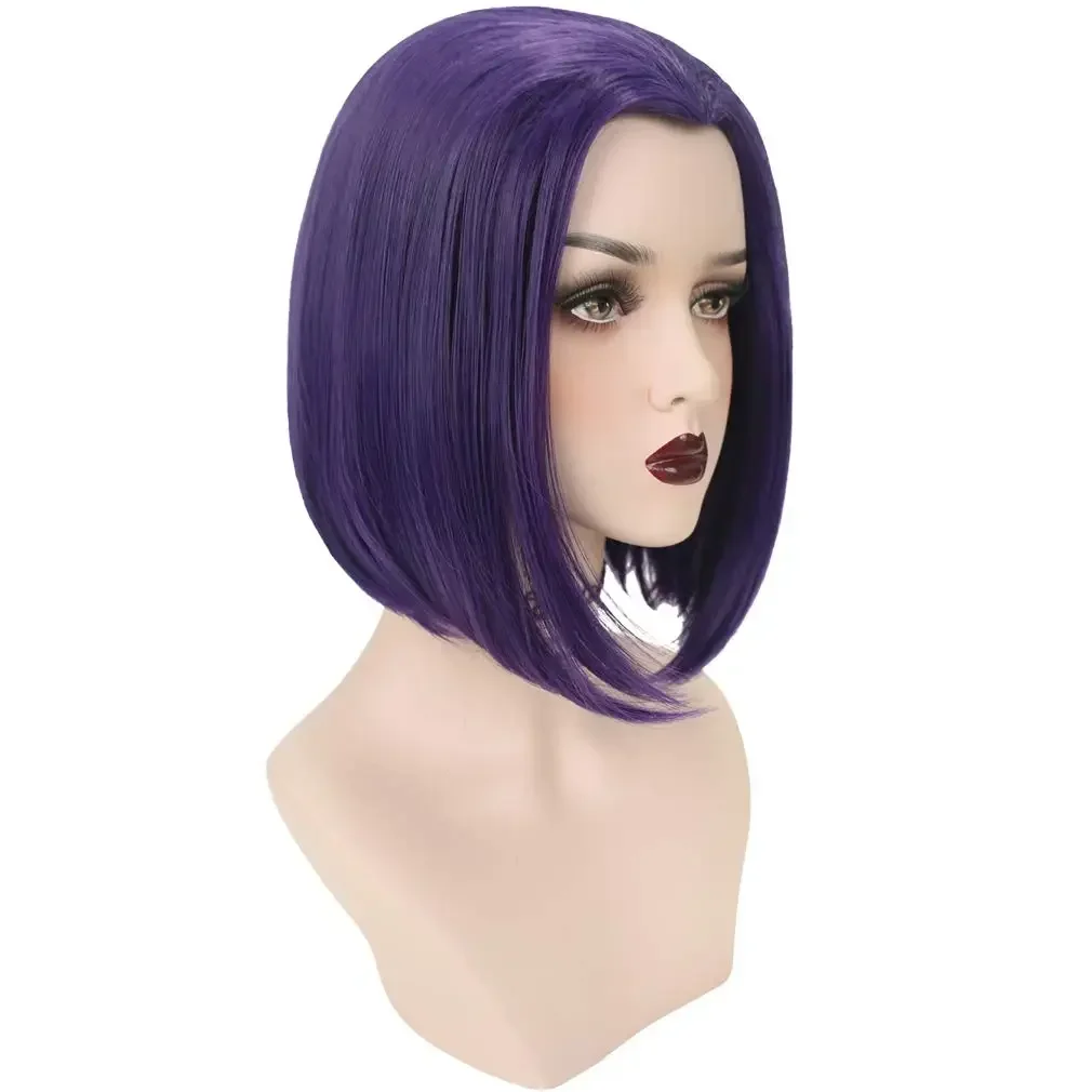 

Anime Raven Cosplay perruques violet cheveux courts raides fête d'halloween résistant à la chaleur synthétique Cosplay perruques