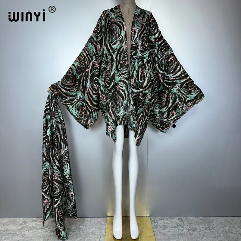 WINYI traje de verano kimono África boho playa cubrir vestido musulmán estampado en caliente cardigan ropa de playa mujeres abaya dubai lujo