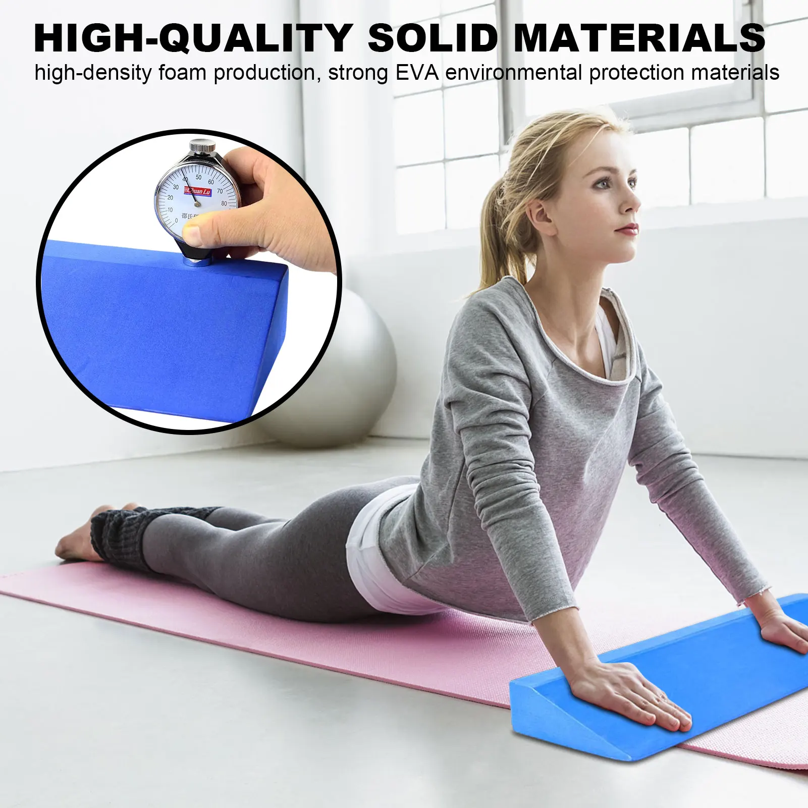 Yoga Foam Wedge Slanting Board EVA Foam Stretch Slant Boards Improve Lower Leg Strength Stability Incline Wedge Knee Pad 50cm