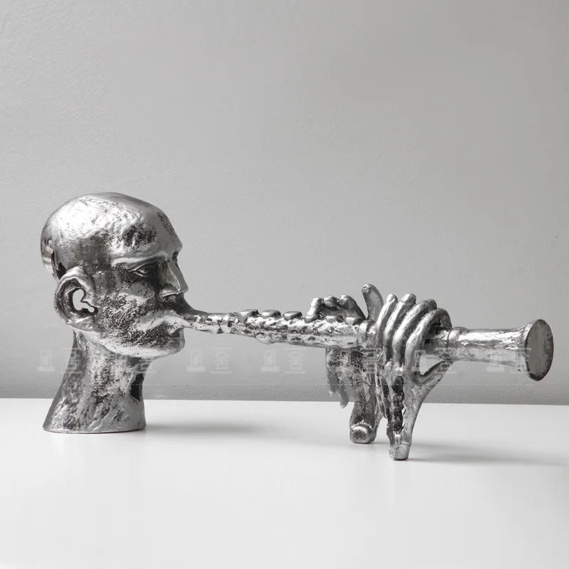 Abstract Flute Player Decorative Figurine for Modern Minimalist Retro Style Living Room Entryway TV Cabinet Home Decoration
