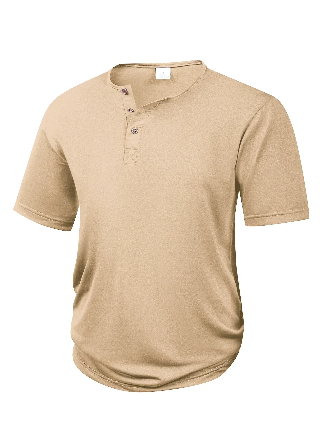Sommer Herren Henley T-Shirt mit Kurzen Ärmeln, Einfarbig, Leicht und Atmungsaktiv, 3-Knopf-Verschluss, Lässiges Alltags-Basis-Oberteil – Detail 7