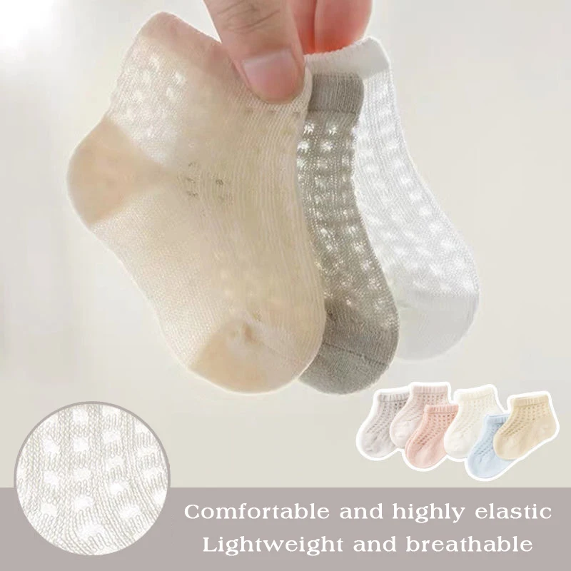 Baby Mesh Socks Toddler Summer Ultra-thin Cotton Sock Solid Hollow Breathable Children Loose Mouth Sock 0-3year Newborn Footwear